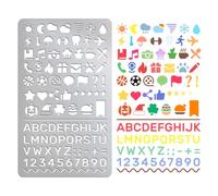 UNICRAFTALE - Plantilla de metal con iconos comunes para grabado en madera, plantillas de letras digitales de acero inoxidable reutilizables para bricolaje, grabado de pintura, grabado en relieve de