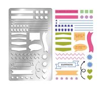 UNICRAFTALE Plantilla de metal para diario, listas de líneas, pancartas, planificadores, plantillas de leña, de acero inoxidable, para diario, plantillas reutilizables para dibujar, cuaderno de