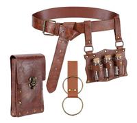 UNICRAFTALE Riñonera medieval renacentista de cuero para cosplay, disfraz de bruja justa, accesorios para festivales steampunk, con correa ajustable, soporte para botellas de pociones, 1,23 m, marrón