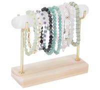 UNICRAFTALE Selenit - Soporte para brazaletes de oro grande, rectangular, cristal, pantalla extraíble, organizador de relojes con base de madera para cargar y limpiar
