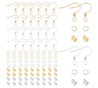 UNICRAFTALE Sobre 240pcs Kit de Fabricación de Aretes de Acero Inoxidable 3 mezclas de Estilos 2 colores Ganchos para Aretes Hipoalergénicos Tuercas para Orejas Anillos de Salto Abiertos