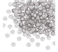 UNICRAFTALE Sobre 300pcs Tapas de Cuentas de Flores de Múltiples Pétalos Tapas Espaciadoras de Acero Inoxidable de 7 mm Separadores de Cuentas para Pulsera Collar Fabricación de Joyas Agujero: 1 mm