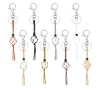 UNICRAFTALE Soporte de cristal para piedras, llavero, jaula vacía ajustable, llavero de nailon, jaula de cristal, llaveros para accesorios de fabricación de joyas, 7 colores, 19cm