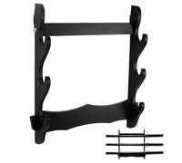 UNICRAFTALE Soporte de pared para espadas samurái de 3 niveles, hecho de MDF negro, espadas samuráis, para cosplay (35,5 x 38,5 x 7,3 cm)