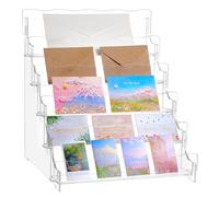 UNICRAFTALE Soporte de presentación acrílico de 5 niveles para tarjetas de felicitación, soporte portátil para tarjetas de felicitación de Navidad, organizador de pegatinas, sellos postales, soporte