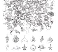 UNICRAFTALE sur environ 120 Pièces 12 Styles Océan Argent Antique Étoile Mer Coquillage Conque Tortue pour Bijoux DIY