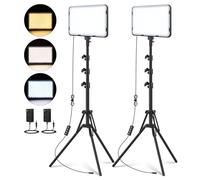 Unicucp Paquete de 2 Luces LED de fotografía de Video de 22 W con Soporte de trípode de 63 Pulgadas, Luces de Estudio de 2500-8500 K para transmisión en Vivo, grabación de Video en Redes sociales,