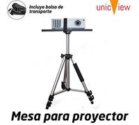 Unicview Mesa para proyector Plegable y portatil de Aluminio con Refuerzo Anti caidas y Plataforma Antideslizante para el proyector, Ajustable Desde 50cm hasta 1,5 Metros, Incluye Bolsa de Transporte