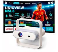 Unicview NSL3 Proyector 4K | Nativo 1080P | Netflix Oficial | Linux Certified | 500 ANSI Lúmenes | Soporta 4K | WiFi 6 y Bluetooth | AutoFocus | Corrección Keystone | Dolby Audio | hasta 300"