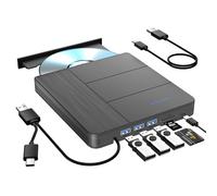 Unidad Blu-ray externa 7 en 1, compatible con 100 G de lectura y escritura, grabadora portátil, USB 3.0 tipo C y ranuras TF/SD, adecuada para Windows y MacOS