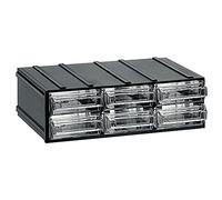 Unidad de almacenaje modular de plástico L192xP148xH 63 mm con 6 cajones transparentes