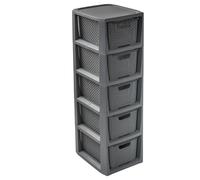 BranQ - Home Essential Estantería de ratán con diseño de Polipropileno sin BPA, Color Antracita, 29,5 x 24 x 80 cm, 5 cestas