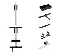 Unidad de almacenamiento de bicicleta montada en la pared con acabado de madera natural para cascos, gafas de sol, computadora, estante vertical para ahorro de espacio para taller, 669 x 176 mm (B)