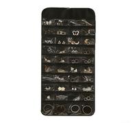 Unidad de almacenamiento de joyas de doble cara de 80 bolsillos con rotación de 360 grados y PVC transparente para reconocimiento instantáneo de artículos (negro)