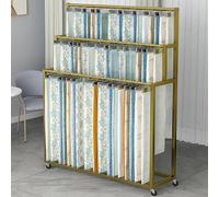 Unidad de almacenamiento de rollos textiles con ruedas, carrito expositor grande para telas textiles, estantes expositores de telas, estructura de acero resistente para ropa/bufandas (blanco, 120x35