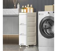 Unidad de almacenamiento delgada para baño con cajones sobre ruedas, armario alto y estrecho para espacios pequeños y huecos, carrito de almacenamiento delgado para organización del baño