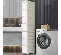 Unidad de almacenamiento delgada para baño con ruedas, carrito de almacenamiento alto y estrecho con cajones para espacios pequeños, gabinete de almacenamiento delgado perfecto para espacios vacíos y