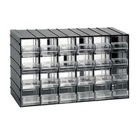 Unidad de almacenamiento modular de plástico L 382 x P 148 x H 230 mm con 24 cajones transparentes