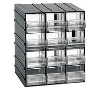 Unidad de almacenamiento modular en plástico L 192 x P 148 x H 230 mm con 12 cajones transparentes