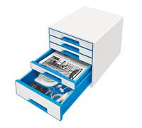 LEITZ 52142036 - Bucs de cajones WOW Desk Cube NUEVA VERSIÓN 5 cajones (1 grande y 4 pequeños) color azul metalizado/blanco