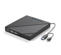 Unidad de CD/DVD externa 7 en 1 para portátil, ranuras USB 3.0, reproductor de discos portátil, grabador, lector y escritor