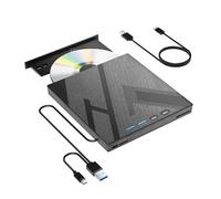 Unidad de CD/DVD Externa con 4 Puertos USB y Ranuras for Tarjetas TF/SD. Reproductor/Grabador portátil for Ordenador