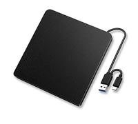 Unidad de CD/DVD Externa Portátil, 2 en 1 USB3.0 y grabadora de CD/DVD-RW grabadora de CD óptico para Windows Linux Mac OS, Compatible con Macbook, DELL XPS,ASUS Zenbook (Negro)