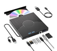 Unidad de CD externa 7 en 1 para portátil, USB 3.0 y CD Rom tipo C para portátil con interfaz Ethernet, 3 USB y tarjeta SD/TF, lector de CD externo USB para escritorio/Windows/Linux/Mac OS