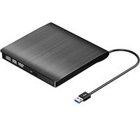 Unidad de CD externa USB 3.0 Protable USB CD DVD ROM +/-RW Reproductor Óptico Lector Grabador Grabador para Windows 10 Portátil y Escritorio, PC Linux, MacBook Pro/Air, iMac