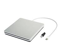 Unidad de CD y DVD externa, quemador tipo C con botón táctil inteligente, portátil, delgado, DVD, CD, RAM, lector, con datos de alta velocidad para ordenador portátil, compatible con Windows 7 8 10 (plateado)