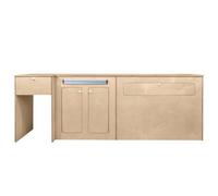 Unidad de conversión de cocina para autocaravana Camper Van RHD Paquete plano Muebles para autocaravanas Mesa plegable con almacenamiento incorporado, armarios, espacio para nevera, toallero 15 mm de