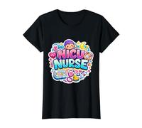 Unidad de cuidados intensivos neonatales de enfermería de la UCIN Enfermera Bebés Lindos Camiseta gráfica económica, Mujer, Negro, XS