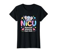 Unidad de cuidados intensivos neonatales del Equipo de la UCIN de la Enfermera de Elefantes Camiseta gráfica económica, Mujer, Negro, XL