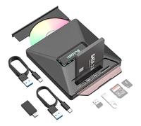 Unidad de DVD Externa, Lector CD Externo Portátil USB 7 en 1 para Ordenador Portátil, Compatible con Unidad de Tarjetas SD/Micro SD SATA, Lector de CD para Ordenador Portátil/Windows/Mac/Macbook