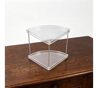 Unidad de esquina transparente de plástico con estantes dobles para el mostrador del baño ordenar y uso eficiente de bienes raíces de esquina no utilizados