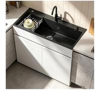 Unidad de Fregadero de Cocina Moderna con Almacenamiento, Armario con Lavadero de Acero Inoxidable Independiente, Grifo de Agua Caliente y Fría, para Uso en Interior, Exterior y Comercial