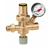 Caleffi 553140 - Unidad de llenado automática (1/2", con grifo manual, colador, válvula de retención y manómetro