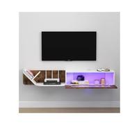 Unidad de Medios Soporte de TV Flotante, Consola Multimedia Pared, Centro Entretenimiento con Puerta Vidrio para Sala de Estar(Pequeño)