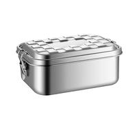 Unidad de metal Tiffin - Cajas herméticas para control de porciones con tapa de cierre, pieza portátil ligera, diseño compacto y apilable, fácil de limpiar | Escritorio de oficina Es