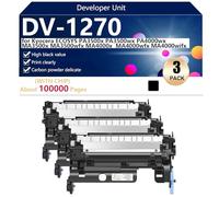 Unidad de Revelado de Alto Rendimiento DV-1270 Repuesto para Kyocera ECOSYS PA3500x PA3500wx PA4000wx MA3500x MA3500wfx MA4000x MA4000wfx Impresoras, Transparente y Duradera,Black-3 Pack