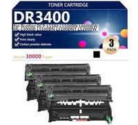 Unidad de Tambor Compatible DR3400 para Brother DCP-L5500 L5500DN L6600DW HL-L5000D L5100DN L5100DNT L5200DW Impresoras, Transparente y Duradero,3*Black