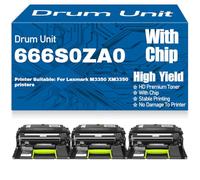 Unidad de Tambor de Imagen 66S0ZA0 Compatible para Lexmark M3350 XM3350 Impresoras de Alto Rendimiento 75 000 páginas,3PC-Black