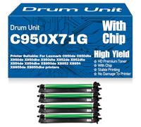 Unidad de Tambor de Imagen C950X71G C950X73G para Lexmark C950 X950 C952 X952 X954 C950de C950dte X950de X950dhe X950dte X952de X954de X954dhe XS950de XS952 XS954 XS955de,4Pack-C950X71G