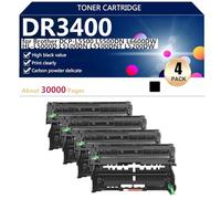 Unidad de Tambor de Repuesto DR3400 para Brother DCP-L5500 L5500DN L6600DW HL-L5000D L5100DN L5100DNT L5200DW Impresoras, Alto Rendimiento 30000 Páginas,4*Black