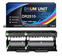 Unidad de Tambor DR2510 Compatible con Brother DR 2510 TN2510 15000 páginas para Impresoras HL-L2400DWE HL-L2400DW L2800DW DCP-L2627DWE DCP-L2620DW MFC-L2860DWE DCP-L2627DW DCP-L2665DW,Black-2pack