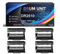 Unidad de Tambor DR2510 Compatible con Brother DR 2510 TN2510 15000 páginas para Impresoras HL-L2400DWE HL-L2400DW L2800DW DCP-L2627DWE DCP-L2620DW MFC-L2860DWE DCP-L2627DW DCP-L2665DW,Black-4pack