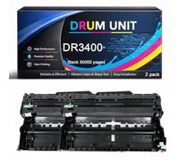 Unidad de Tambor DR3400 Compatible para Brother DR 3400 TN3430 50000 Páginas para HL-L5000D HL-L5200DW HL-L6400DW DCP-L5500DN MFC-L5750DW MFC-L5850DW MFC-L5900DW Impresoras,Black-2pack