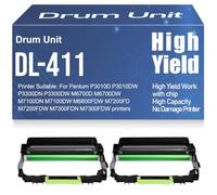 Unidad de Tambor M7300FDN M7300FDW Compatible DL-411 M7200FD M7200FDW para Pantum P3010D P3010DW P3300DN P3300DW M6700D M6700DW Tambor de Imagen M7100DN M7100DW M6800FDW,2PC-Black
