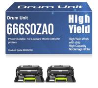 Unidad de Tambor XM3350 M3350 Alto Rendimiento Tambor de Imagen 66S0ZA0 para Lexmark M3350 XM3350 Impresoras 75 000 páginas,2PC-Black
