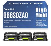 Unidad de Tambor XM3350 M3350 Alto Rendimiento Tambor de Imagen 66S0ZA0 para Lexmark M3350 XM3350 Impresoras 75 000 páginas,3PC-Black
